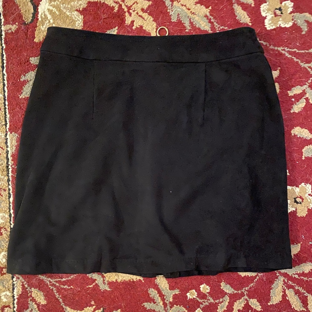 Suede Elegant Black Women's Skirt
